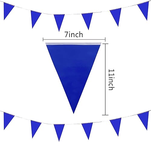 Miniatura 2 de Banderines azules de 100 pies, banderas colgantes triangulares, decoraciones de fiesta para gran apertura, cumpleaños de niños, carnaval, 60 unidades