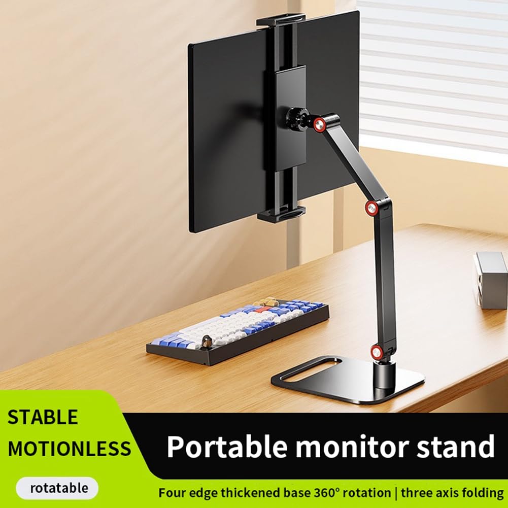 Support de Moniteur Portable Support Réglable Pivotant à 360° Support de Tablette Compatible avec Le Support de Serrage de Bureau pour Tablette