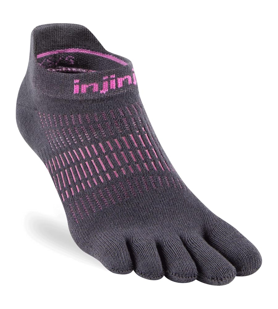 Injinji Women's Pink Lightweight No-Show Toe Socks (Inj-Wns) - Charcoal/ - Medium/Large