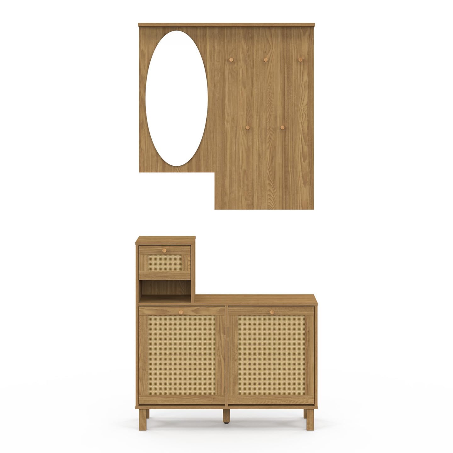 IDMarket - Vestiaire d'entrée avec Miroir HANAE Effet Naturel cannage