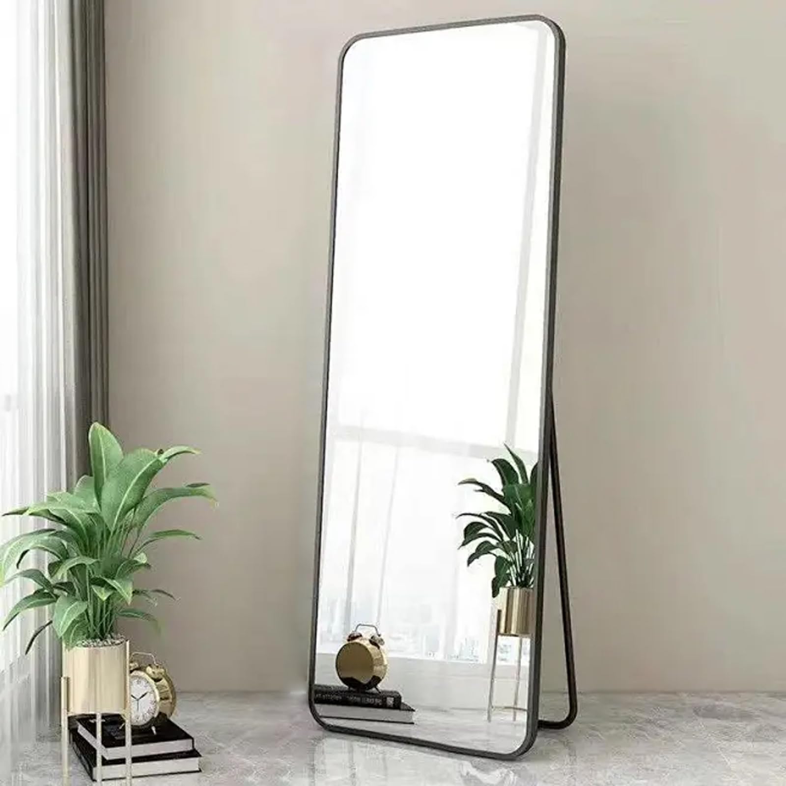 Kapler Arc Miroir sur pied 160 x 53 cm noir inclinable décoration salon