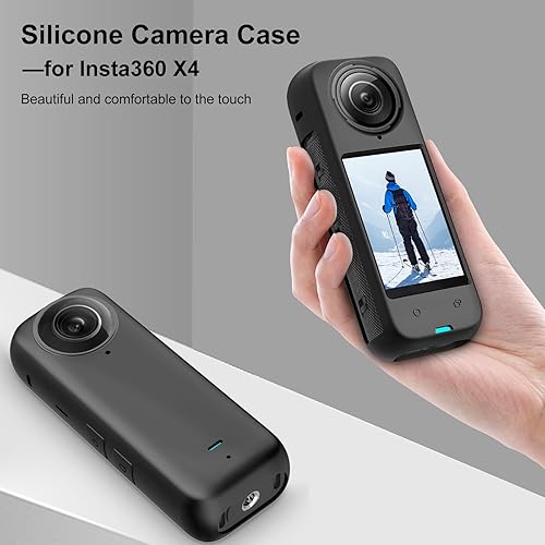 Miniatura 4 de PULUZ Funda protectora de silicona para Insta360 X4 con tapa de lente, cubierta protectora suave para la cámara y protector de lente estándar