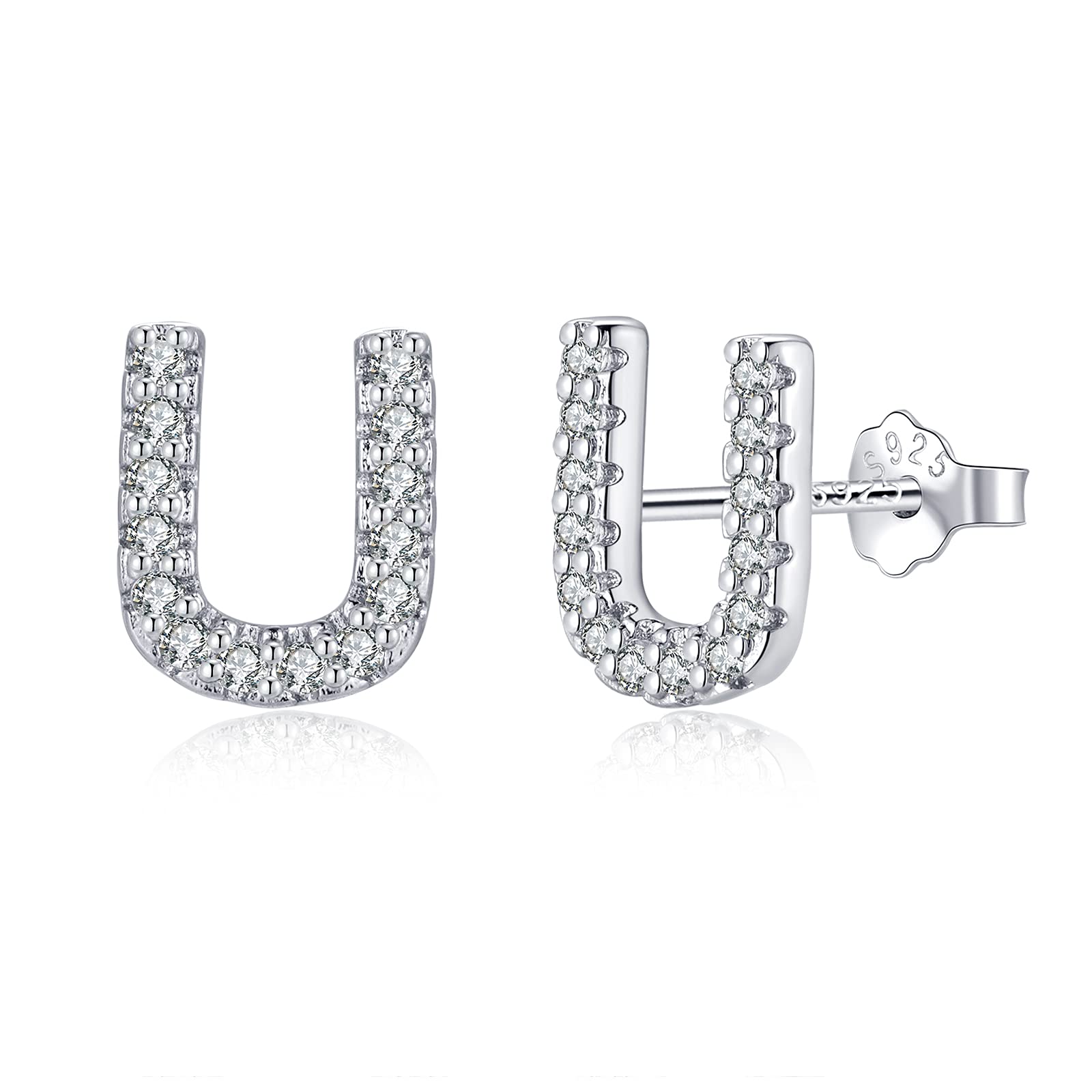 Buchstaben Ohrringe Silber 925, Initiale Kleine Ohrringe für Mädchen Damen Geburtstag