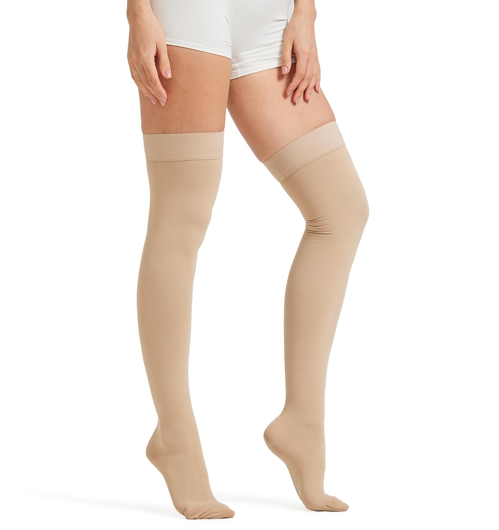 NURCOM Compression Stockings, Closed Toe, 15-20 mmHg, Beige 4XL