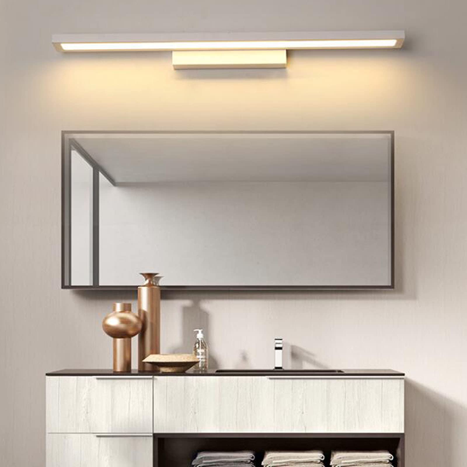 Schminkbeleuchtung LED Wandleuchte Frontspiegel Wasserdichte Badezimmerlampe Makeup Lampe, Einfache Nachttischlampe, Weiße Badezimmer Lichter (88cm, Warmes Licht