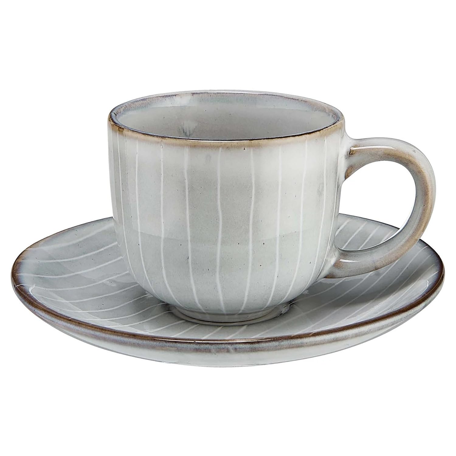 BUTLERS 4er-Set Espressotassen Steinzeug - HENLEY - spülmaschinenfest | Farbe Grau - 90 ml - Mokkatassen für Espresso & Macchiato