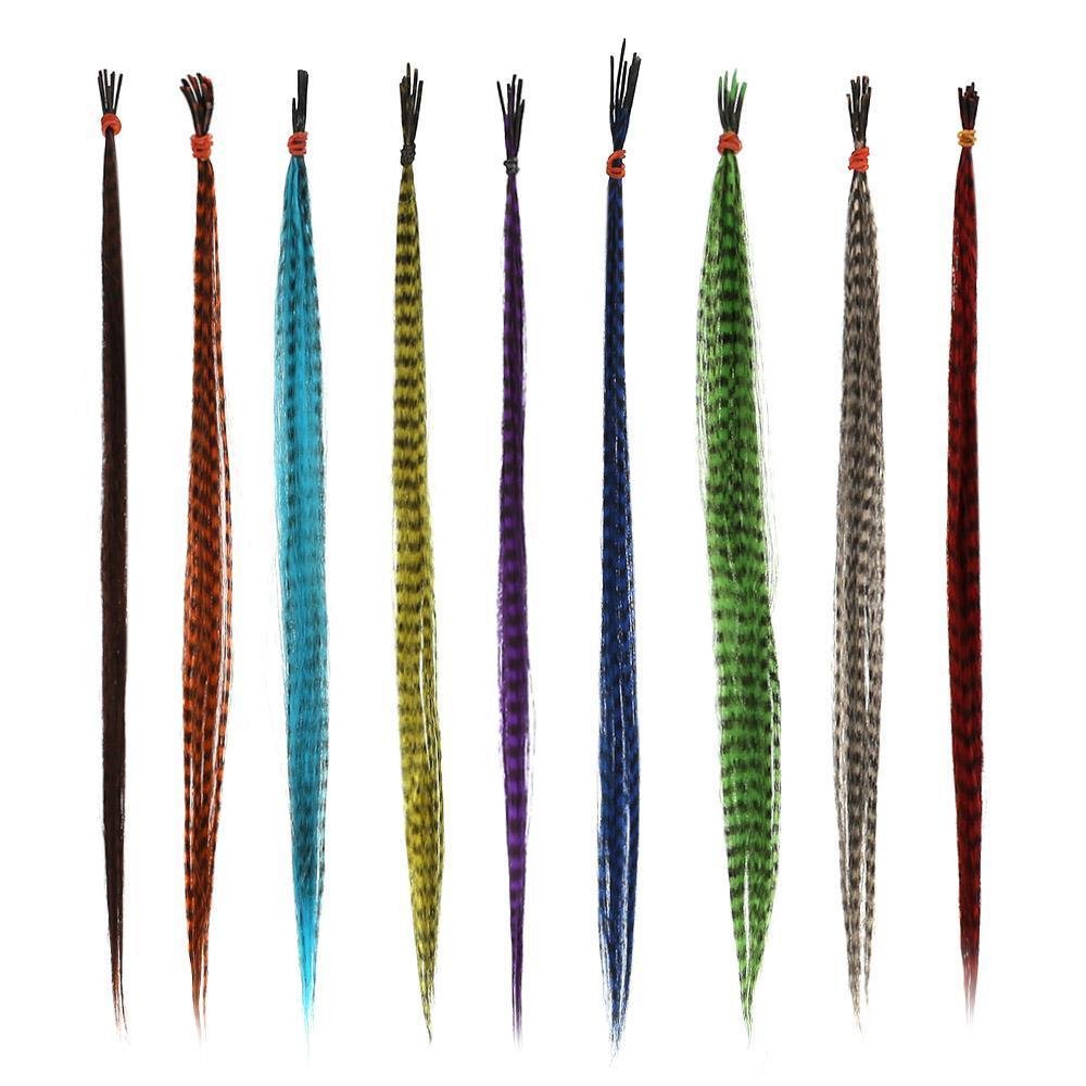 18pcs 16 Inch Synthetic Grizzly Rooster Feather Hair