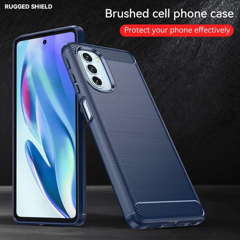 Image of Hybrid Carbon Fiber Back Case for Motorola Moto G51 (Blue)