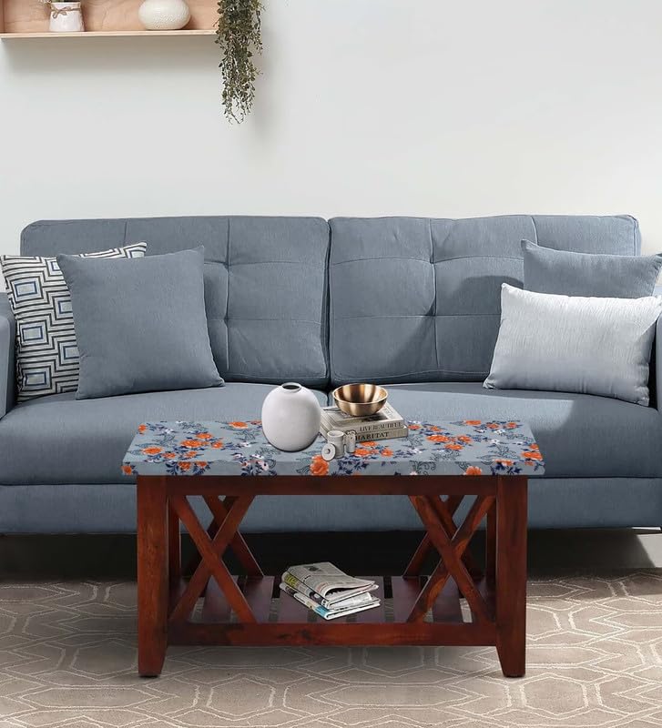 Image of The Furnishing Tree Elastic Rectangular Center Tpoy Table Cover WxL 24x60 in Inches Polyester Floral Pattern Blue