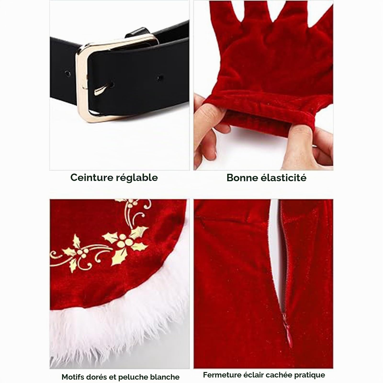 Costume de luxe Mme Claus rouge, avec robe à capuche et ceinture, déguisement de Noël pour adulte, costume de Père Noël, Costume Mere Noel Femme, Robe Mere Noel Femme, S - 5XL