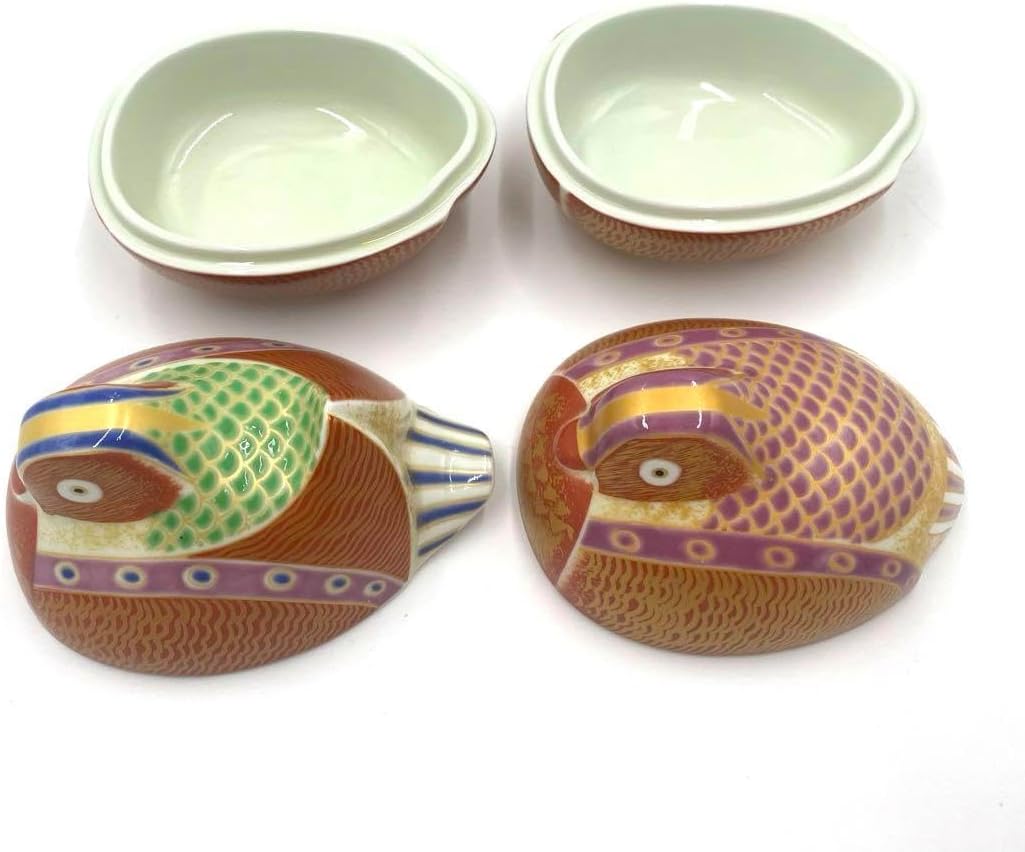 有田焼 幸楽窯 錦琳派おしどり蓋物雄雌セット 縁起物