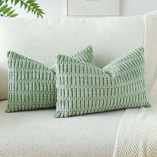 JOTOM Lot de 2 Housses de Coussins en Velours Côtelé Décoratif Canapé Taie d'oreiller Doux Decoration pour Maison Salon Chambre Canapé Décoration 30x50cm...