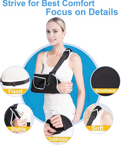 Miniatura 3 de Inmovilizador de hombro para brazo, soporte médico de manguito rotador con bolsillo, honda para lesiones de hombro, lesiones en el brazo, brazo