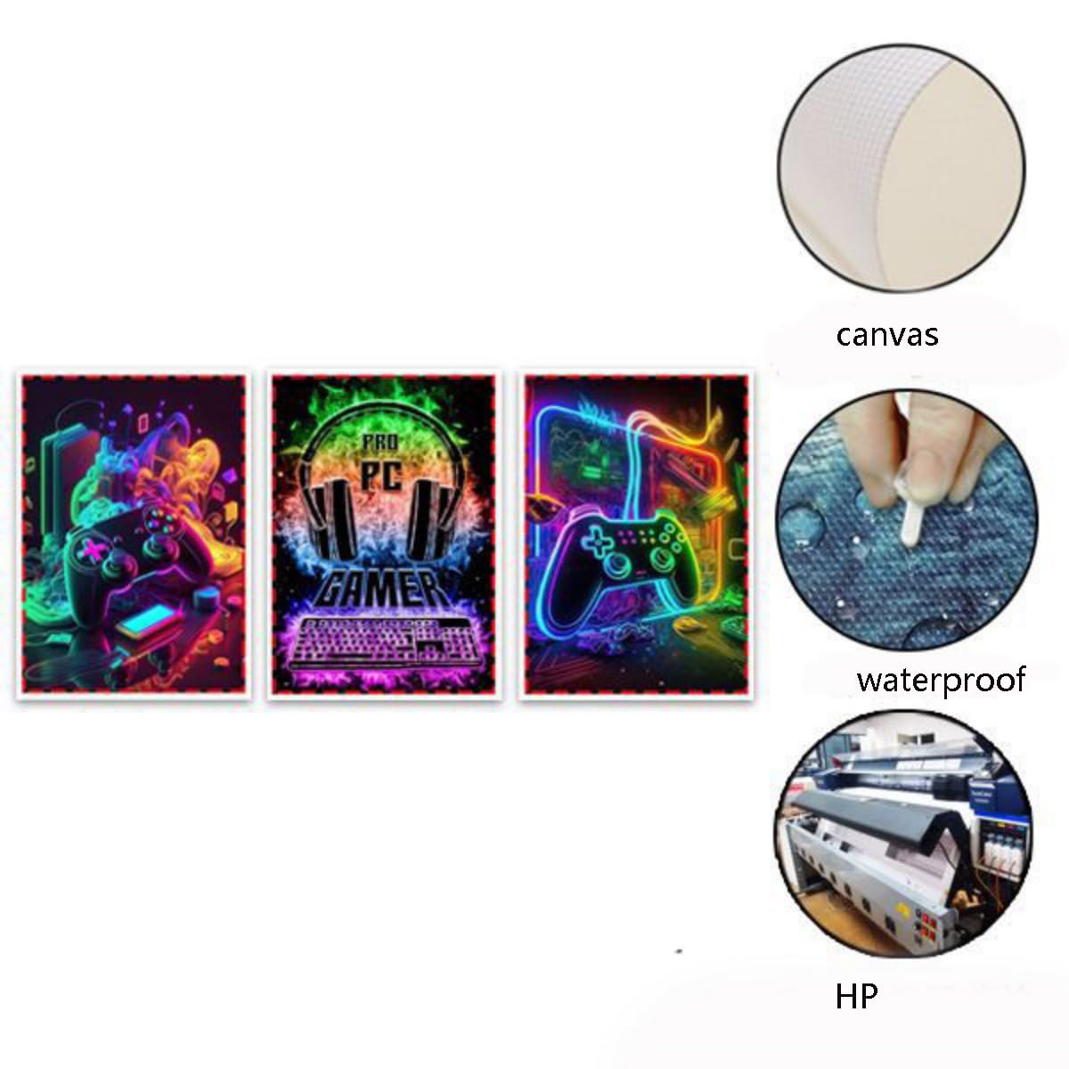 AOSEE 3 Pcs 16" x12'' Framed Gaming Room Decor Canvas Wall Art Video Game Art Prints Framed - Image 3