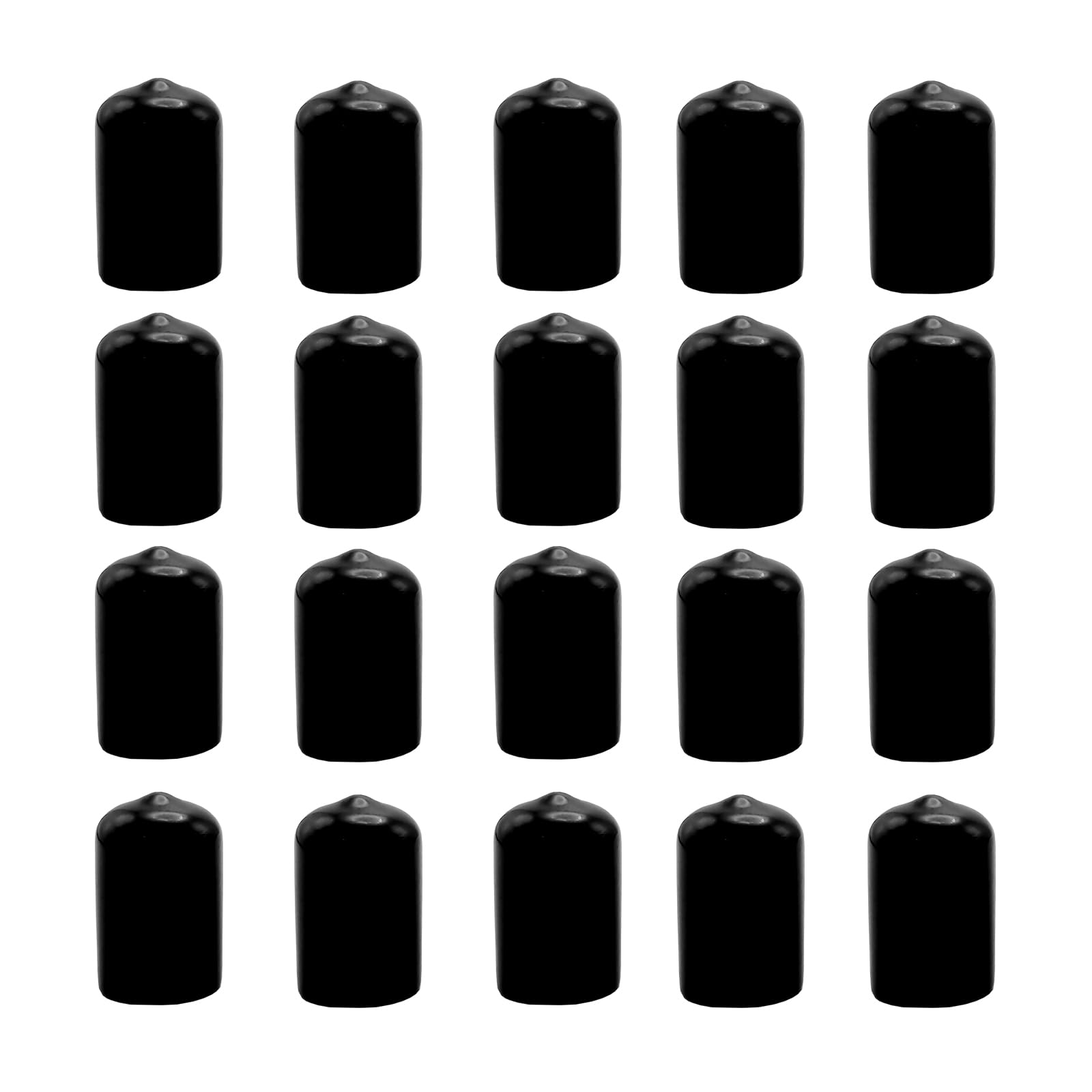 20Pcs Rubber End Caps ID 19mm (3/4 inch) Black Flexible Protective Caps Soft Elastic Dustproof Cover for Rod Tube Screw Bolt