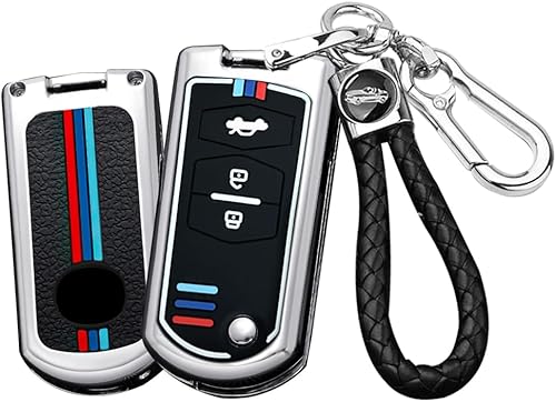 Miniatura 10 de ontto Funda de silicona para llaves de automóvil, elegante funda de metal compatible con Mazda 2 3 5 6 RX8 CX5 CX7 CX9 MX5 MPV Miata Flip Key