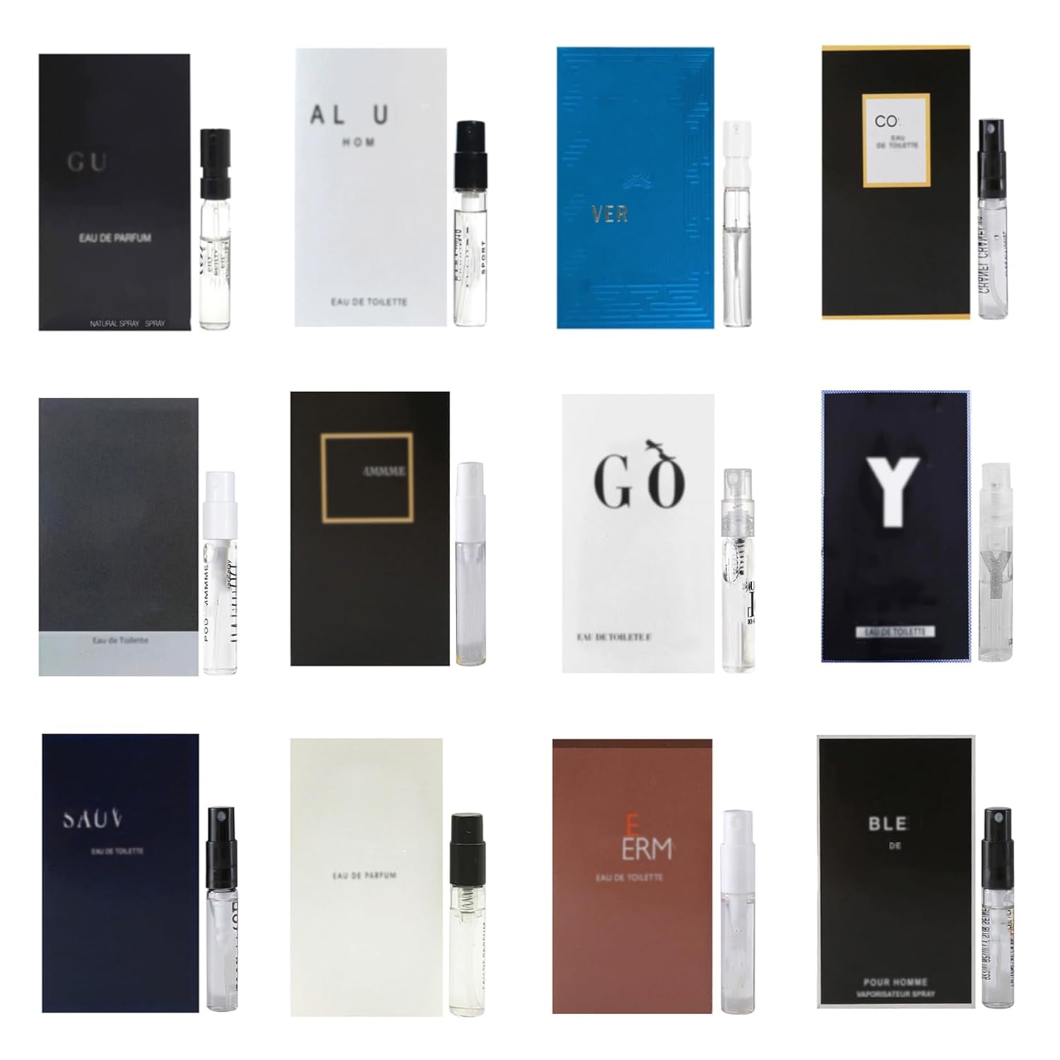 Men's Cologne Sampler Set - 12 Piece Travel Size Fragrance Samples, Long-Lasting Scent Variety Pack, Portable Mini Cologne