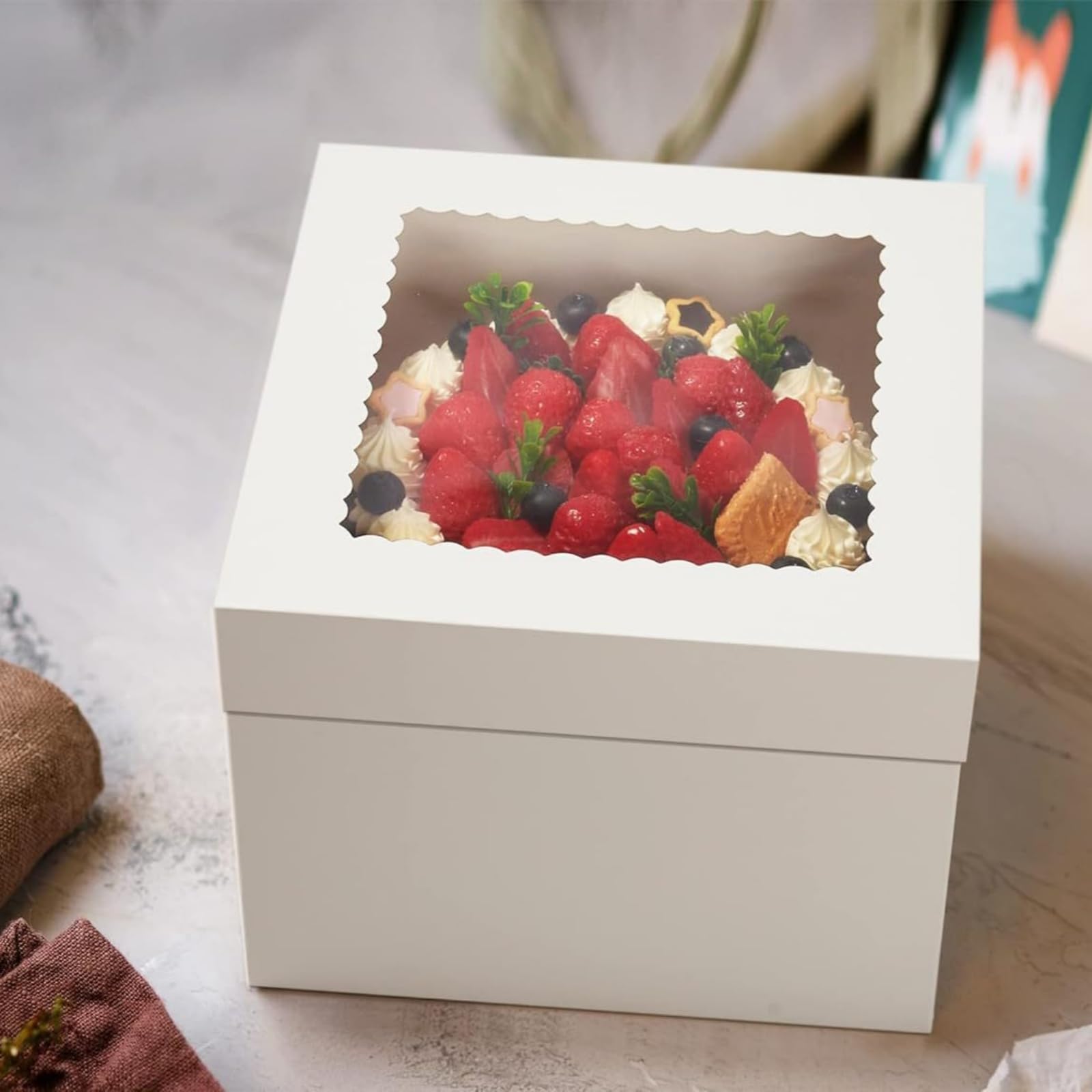Confezione da 10 scatole per torte, per torte a gradini, in cartoncino bianco, per dolci di compleanno (scatola 8 in x 8 in x 8 in x 8 in x 8 in x 8 in x 8 in x 8 in