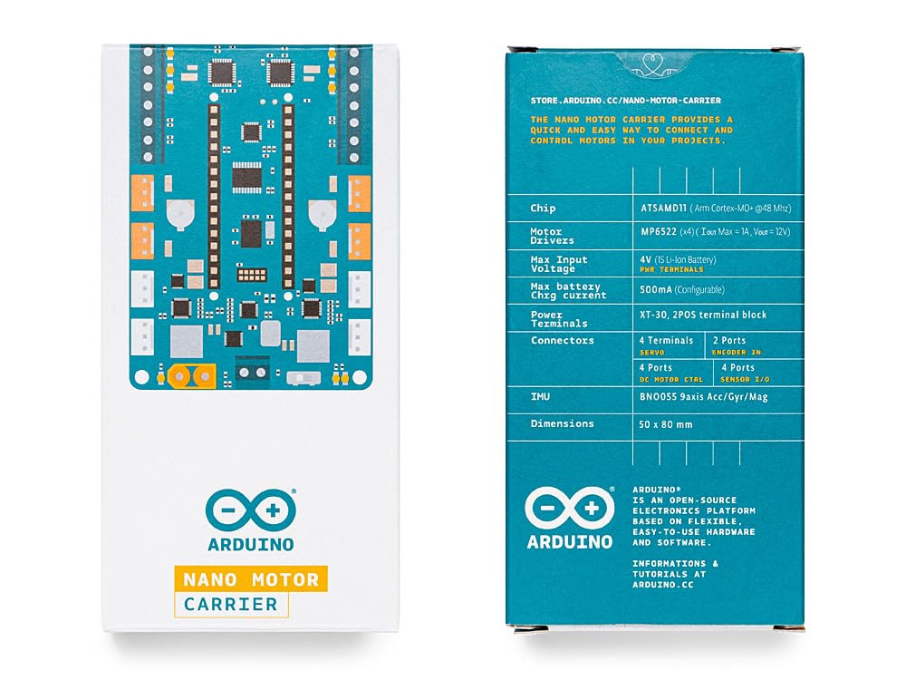 Arduino Nano Motor Carrier [ABX00041] - Carte d'extension pour contrôler Moteurs, idéale pour projets robotiques et Applications DIY Nano IDE.