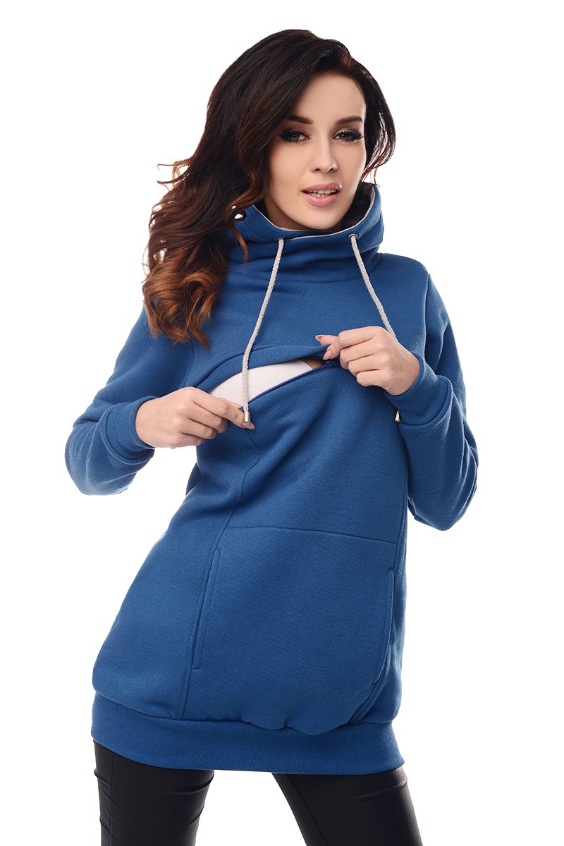 Purpless Maternity 2in1 Pregnancy and Breastfeeding Cowl Neck Sweatshirt SFB9054 (18, Jeans)