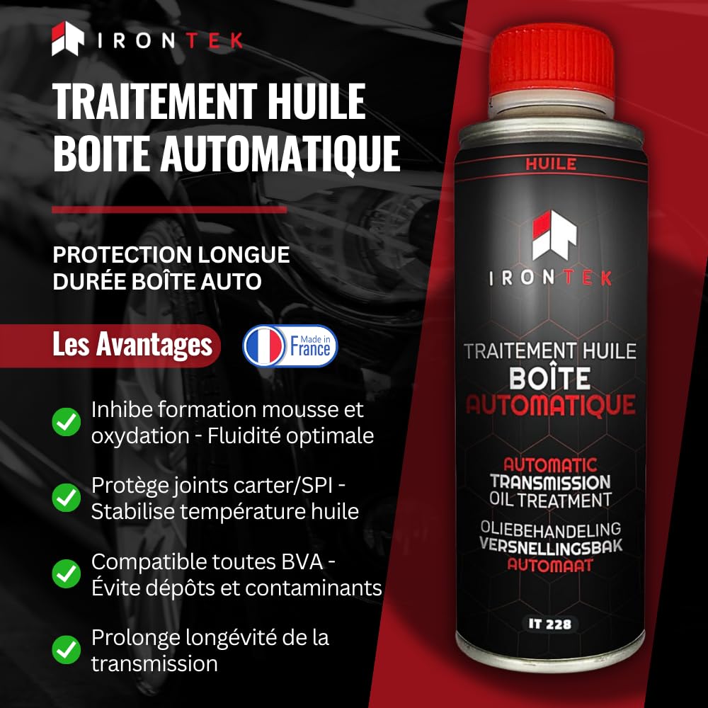 Traitement Huile Boîte Automatique ATF 375ml - IRONTEK | IT228 | Anti-Oxydation | Protège Joints | Améliore Fluidité & Longévité