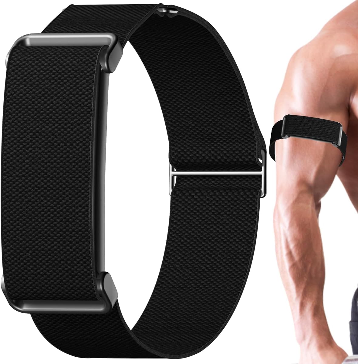 Nylon Bicep Band Compatible for Google Fitbit Air Active Band - Adjustable Stretchy Arm Strap Replacement Wristband for Fitbit Air Tracker - Lightweight Sweat-Proof Sport Armband for Women Men