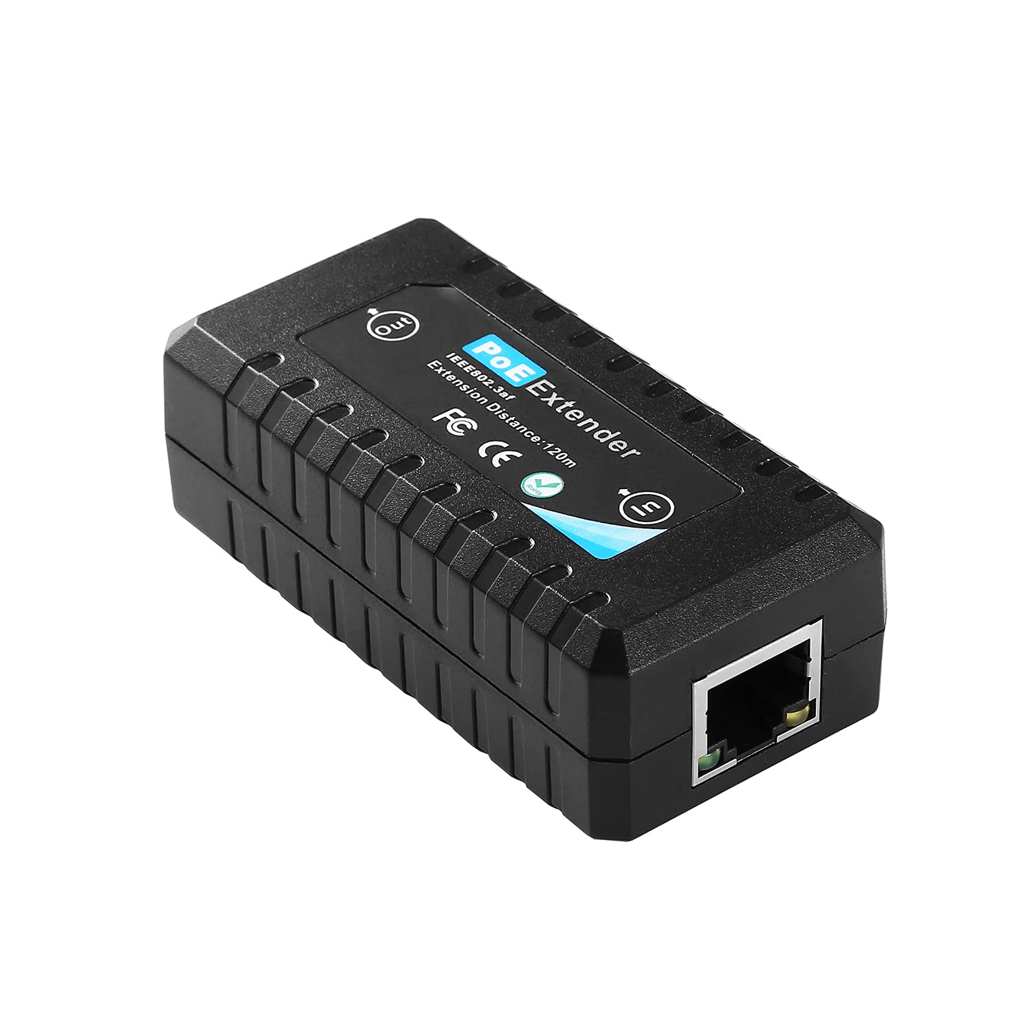 Revotech 1 Port POE Extender IEEE 802.3af Standard 10,100Mbps 100m(328 ft) POE Repeater for POE IP Camera Over Cat5 or UTP Cables(POE5002)