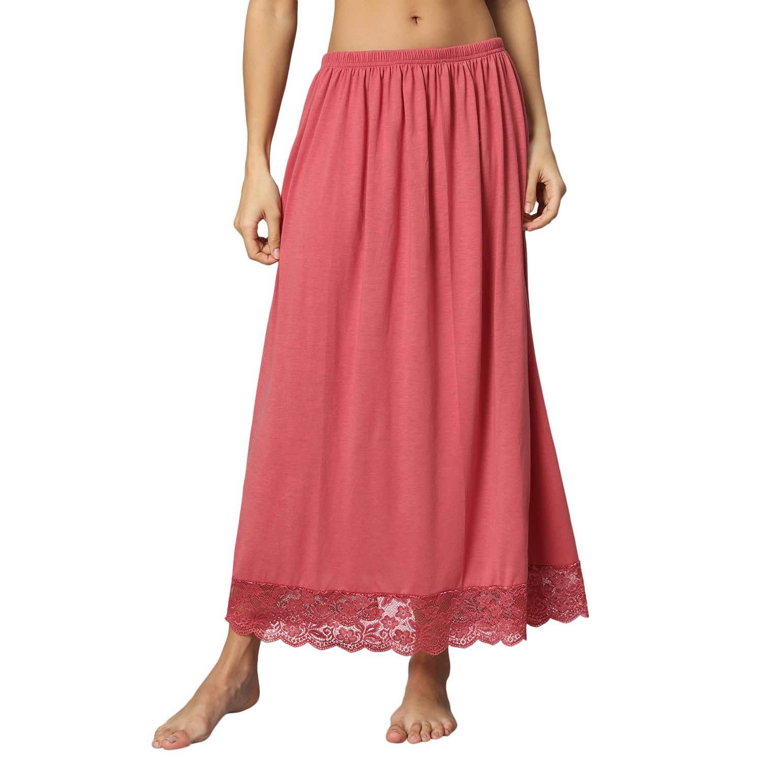 Body FigureHosiery Petticoat for Women and Girls, Inskirt, Underskirt Women's Cotton Inskirt Saree Petticoats (Old Rose, Large)-image-13