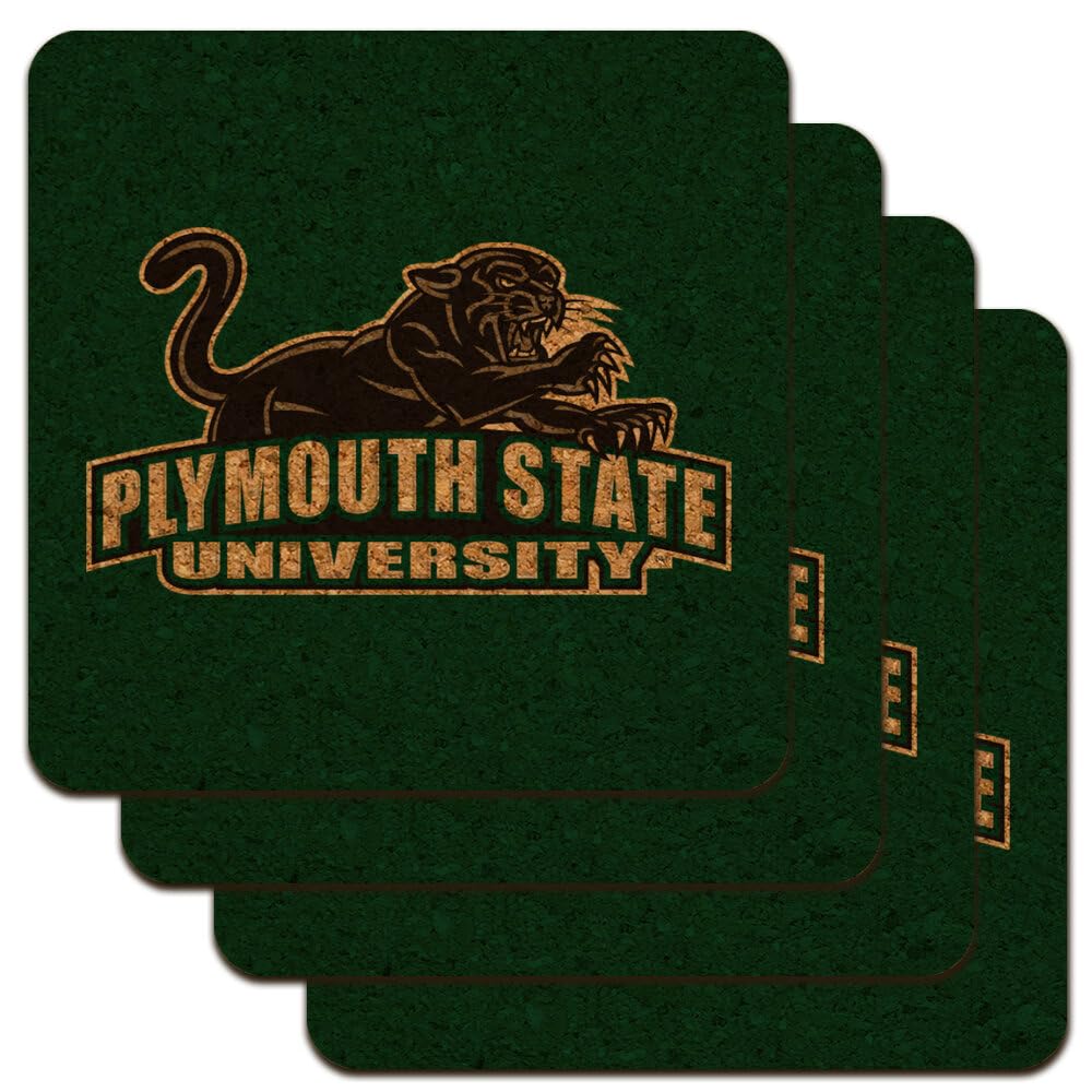 Graphics & More Plymouth State University Primary Logo Low Profile Novelty Cork Coaster Set