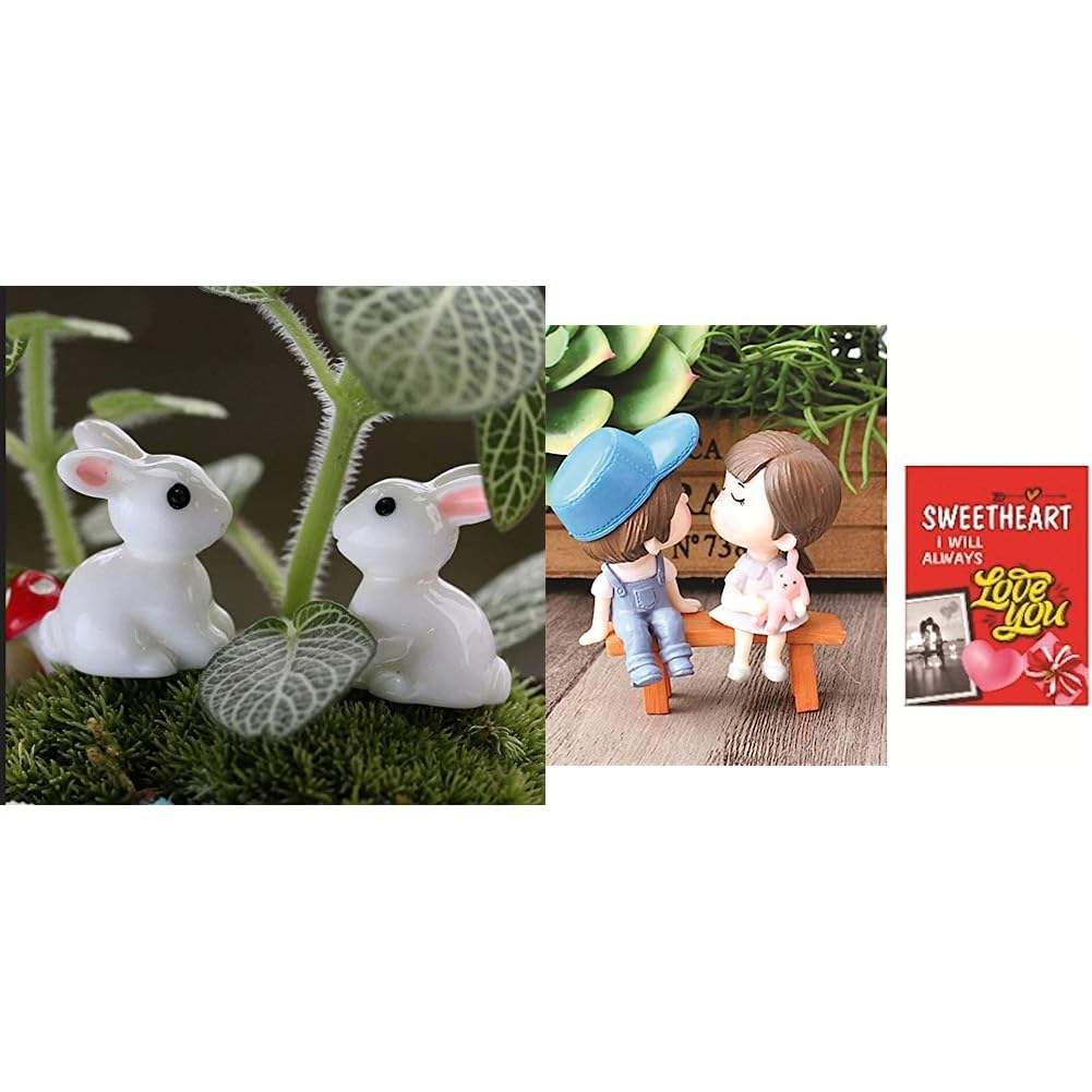 Chocozone Pack of 18 Cute Rabbit Miniatures Garden Decoration Items Garden Decor - 2.5cm & Chocozone Kissing Couple on Bench Resin Showpiece Couple Miniatures Romantic Gifts for Boyfriend (B0C8G96MFN) Amazon Price History, Amazon Price Tracker