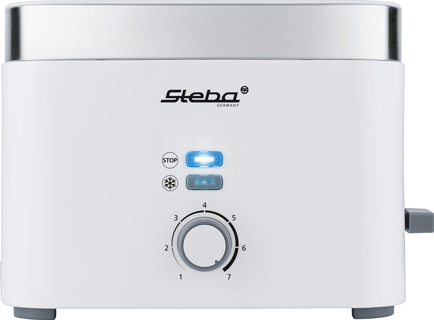 Steba Tostapane TO 10 Bianco | Tostapane doppio per 2 fette tostapane | 7 livelli di doratura regolabili | 3 funzioni: tostapane, risveglia, stop, centratura automatica del disco del pane