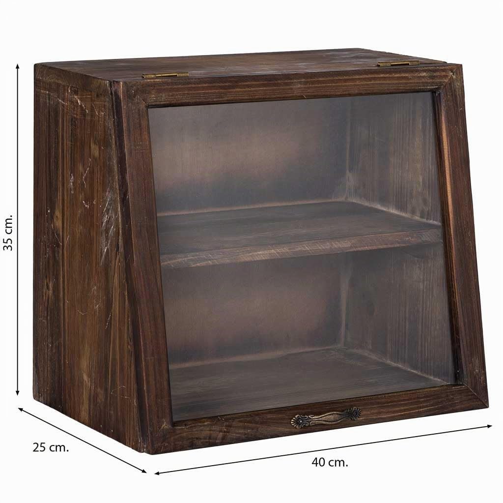 WANDERLUST DECO Vitrina de Madera con 1 Puerta y 1 balda 40x25x35h cm