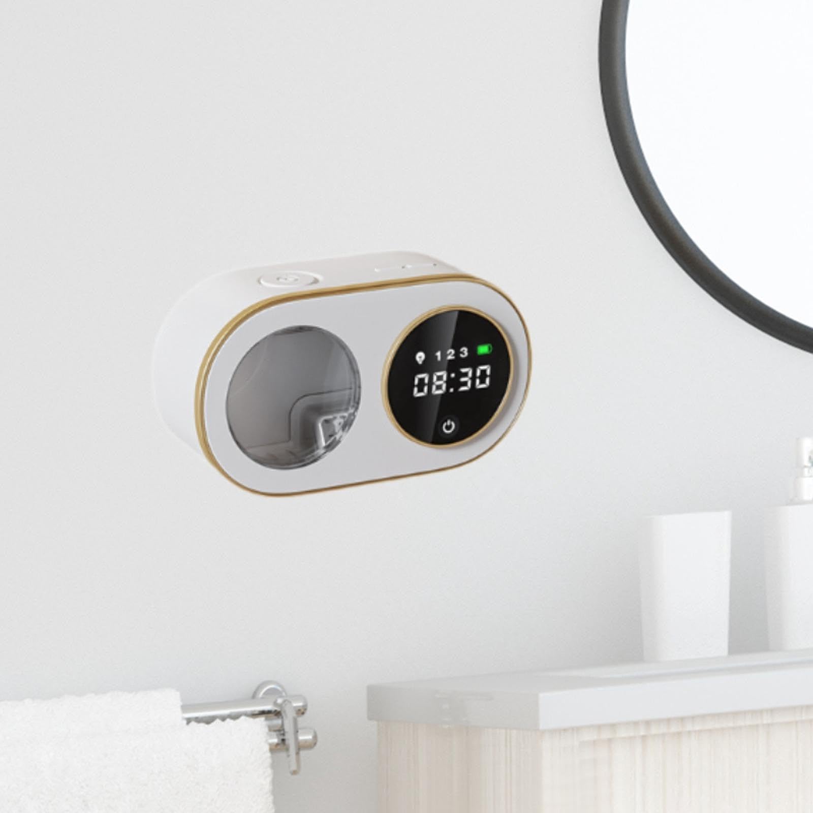 Dispensador Automático de Jabón Sin Bomba, Líquido Visible, Espuma Ajustable, Indicador de Nivel de Recarga, Apto para Baño Y Cocina, Blanco, Individual