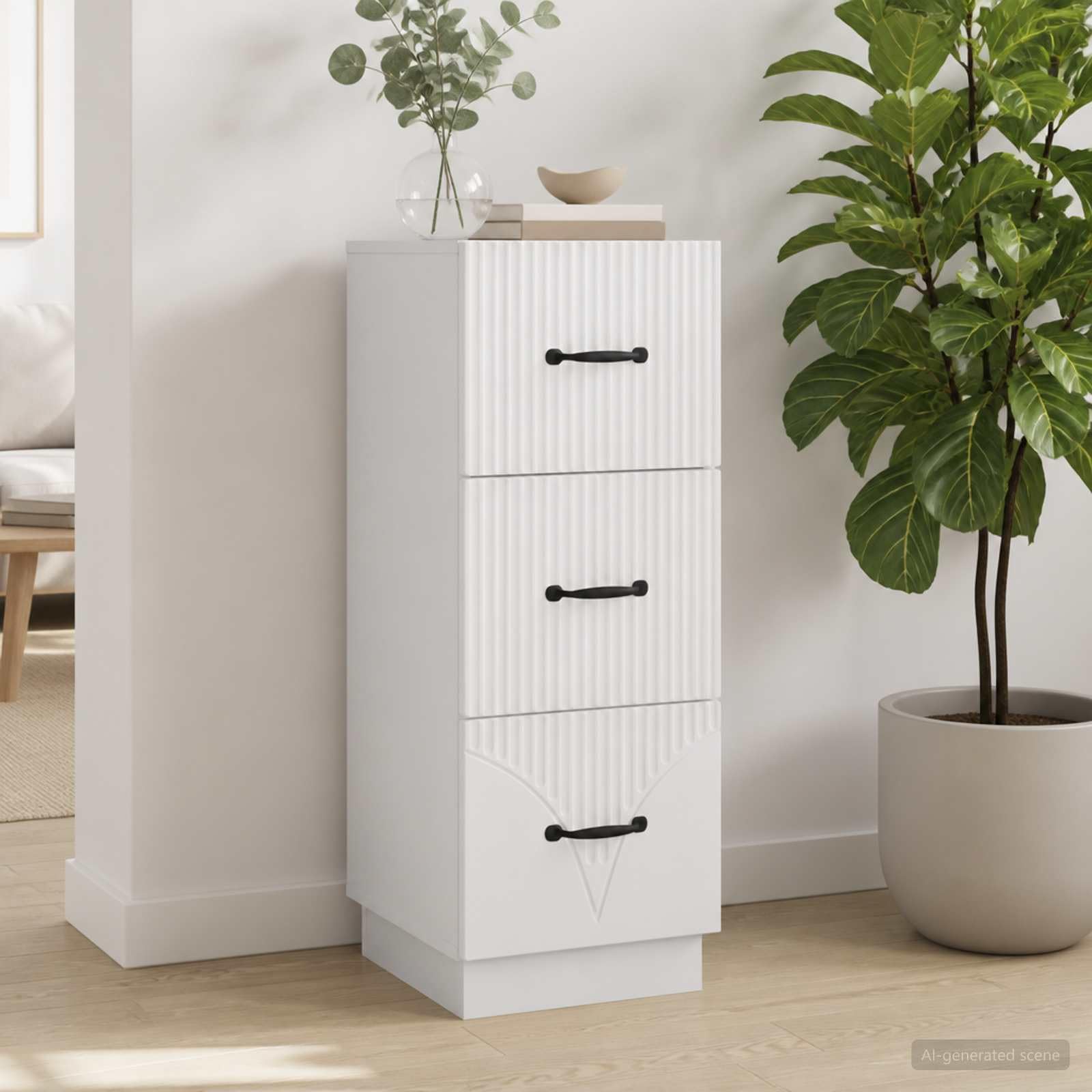 Armoire à Tiroirs Blanc 33 x 34,5 x 87 cm Bois d'Ingénierie