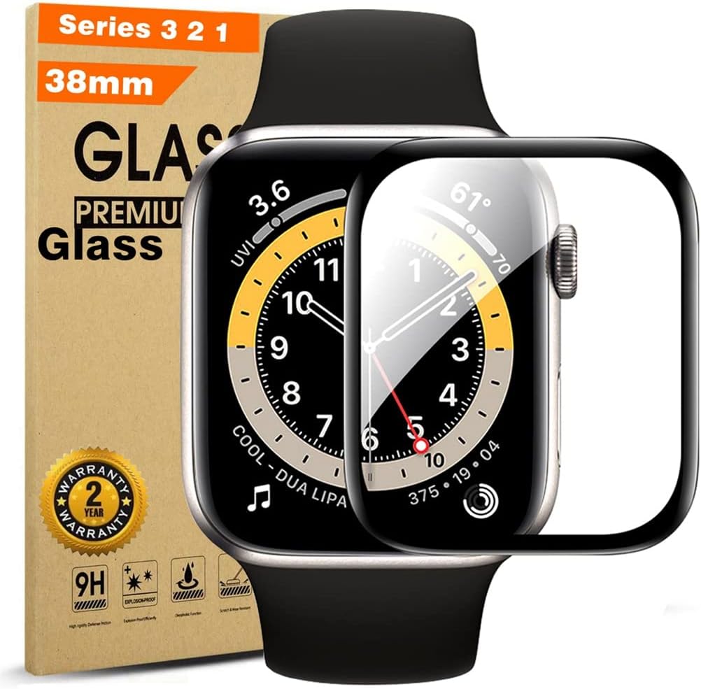 CYOIDAI [2 Pack] Apple Watch Series 3/2/1 Screen Protector 38mm Tempered Glass Screen Protector 38mm Full Coverage 9H Anti-Scratch Bubble-Free Protector Film for Apple iWatch 38mm Series 3/2/1