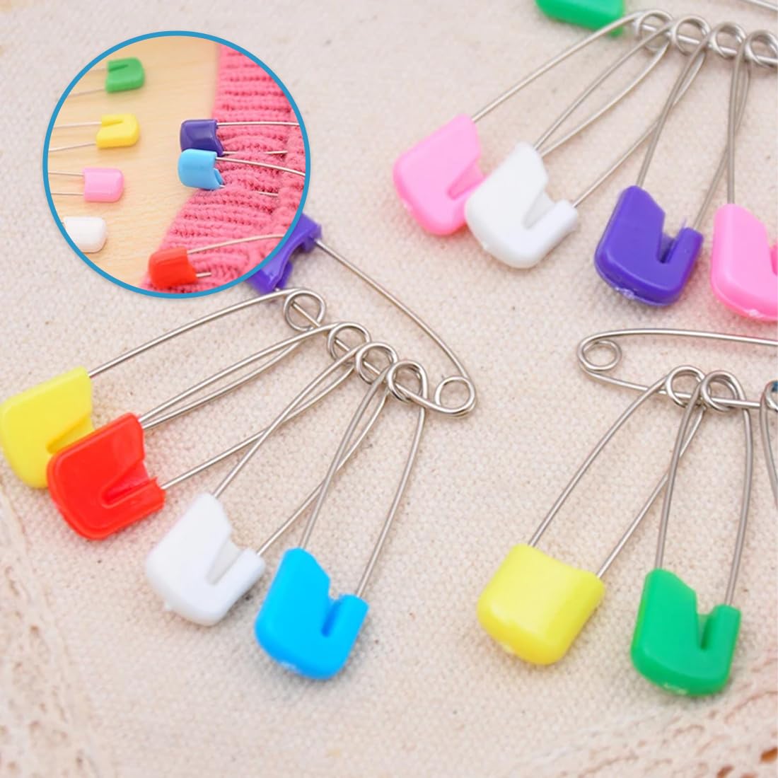 50 Épingle à Nourrice,Épingle à Nourrice Sécurisée Épingles de Sûreté,Épingle à Nourrice Sûreté Convient pour Les Lingettes de Salive Les Couches et Les Vêtements Multicolore