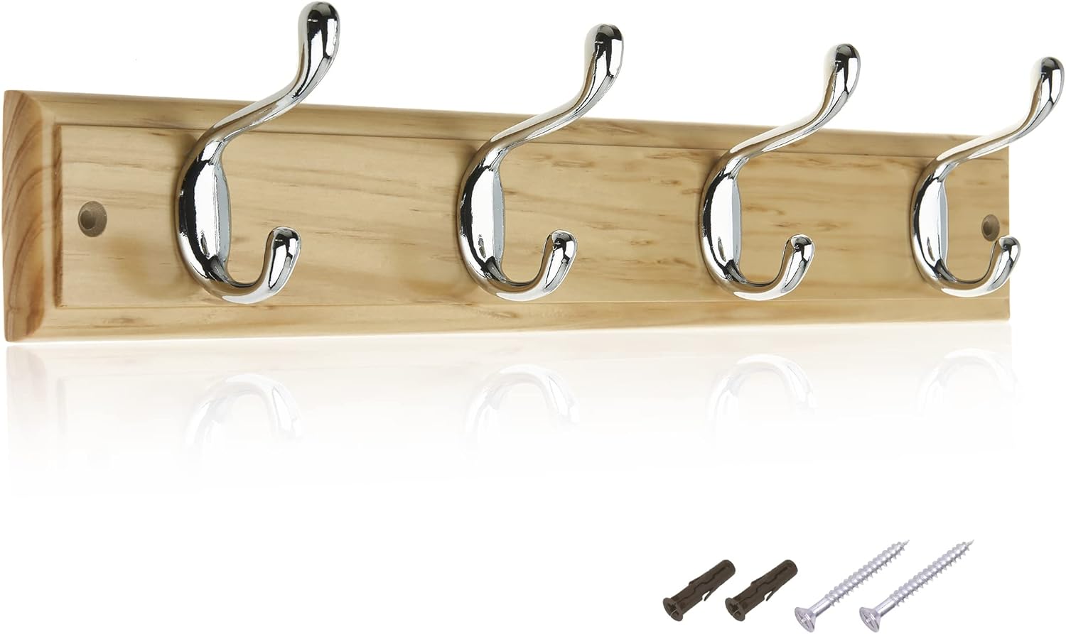 keypak 4Hook WallMounted Coat Rack, 45cm Pine Wood Effect Board