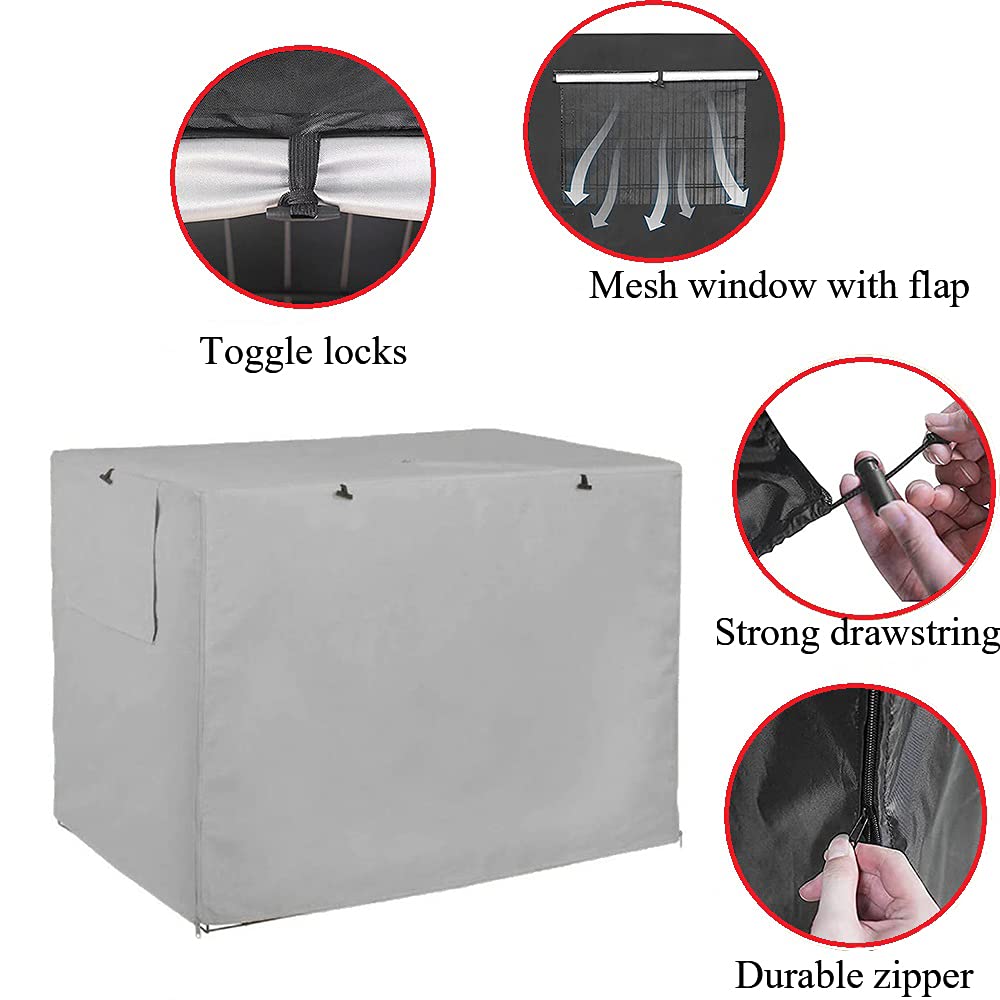 Coperture per gabbia per cani da 61 a 122 cm, impermeabili, resistenti alla pioggia, in poliestere Oxford 210D Oxford (XS: 63,5 x 48 x 50,8 cm, grigio)