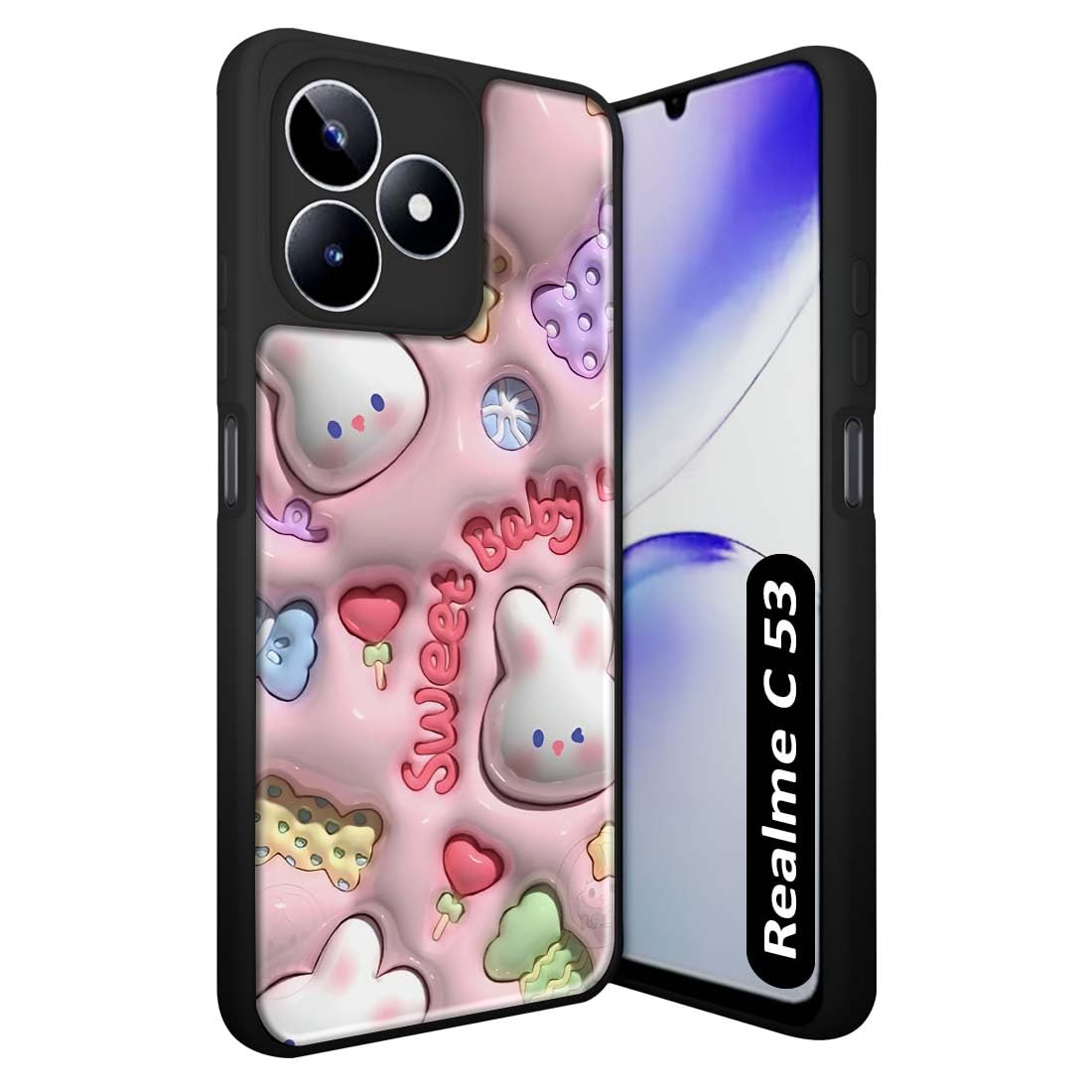 Fashionury Luxe Back Cover Case for Realme C53 Designer Hybrid Armor Shockproof Protection Hard Back Soft Sides Back Case Cover for Realme C53 (Plastic + Black TPU) -L2008 (B0D6N3RWY5) Amazon Price History, Amazon Price Tracker