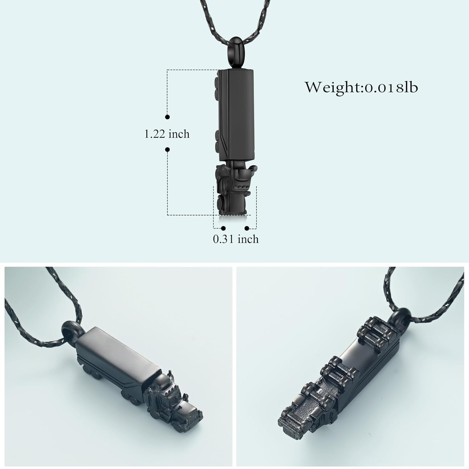 Imrsanl Urn Necklace for Ashes for Men Adults Stainless Steel 18 Wheeler Semi Truck Cremation Jewelry Urn Pendant Ashes Holder Memorial Locket - Image 2