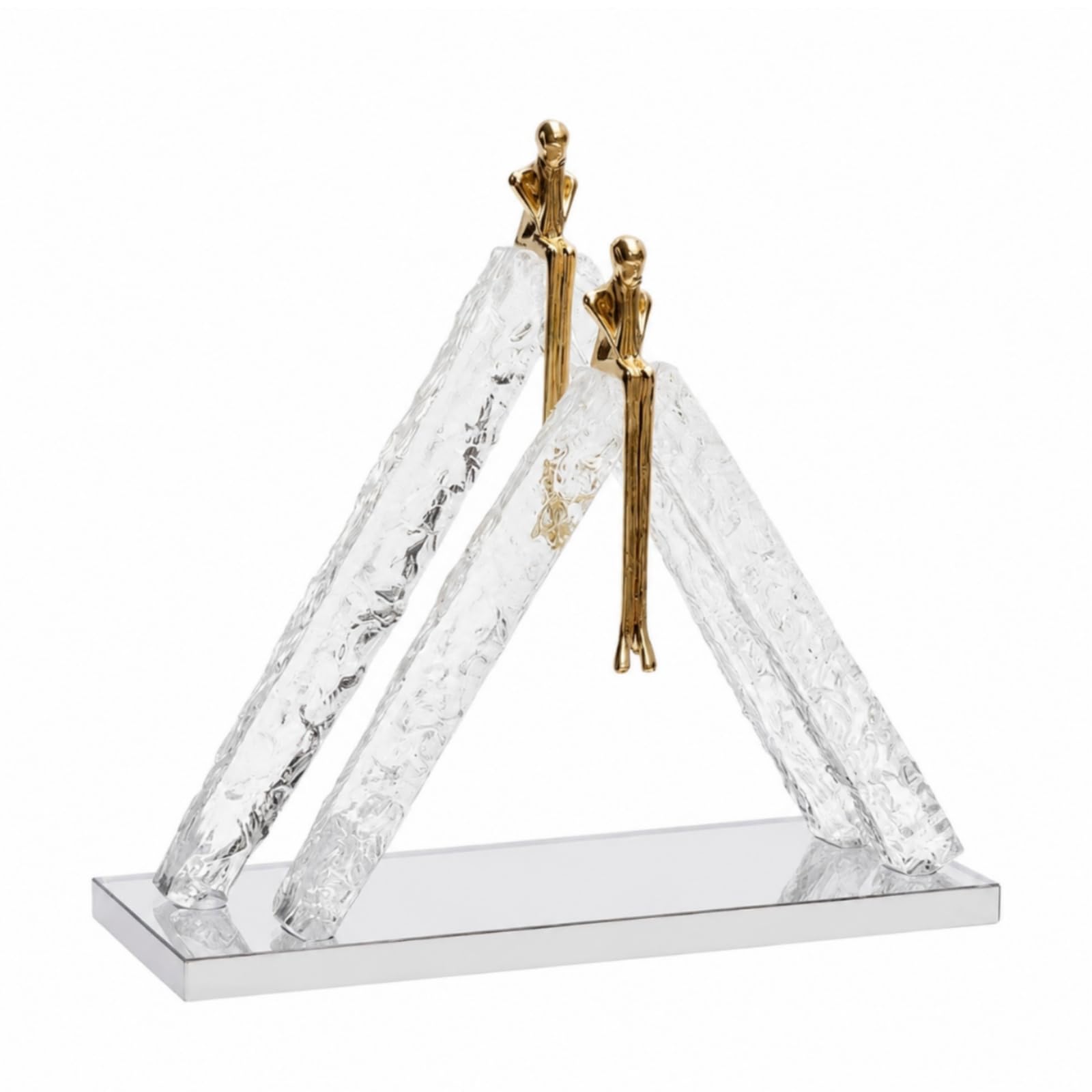 Gralara Figura con Base Espejo Transparente Escultura Geométrica Peculiar Estatua para Recibidor, Estantería