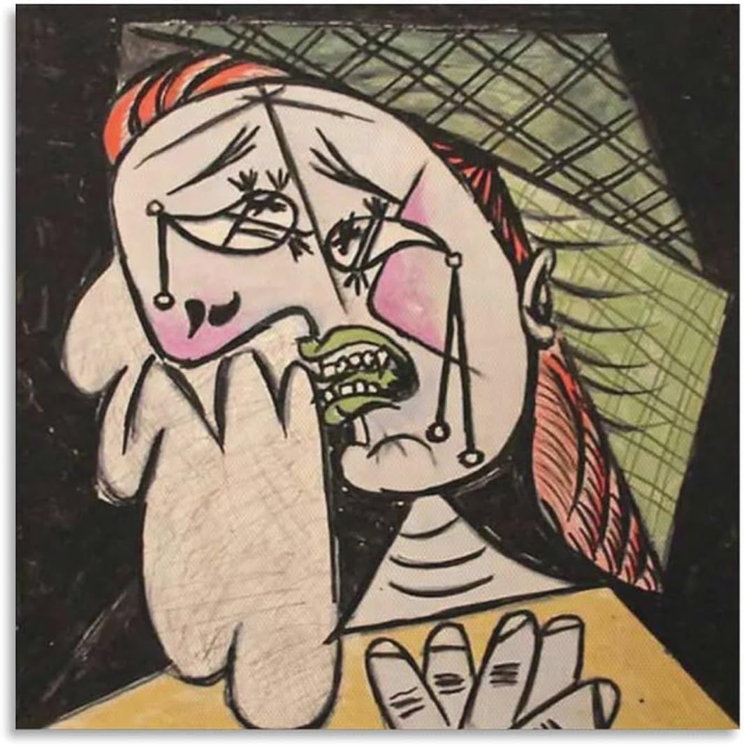 QSDTGHUIKP Weeping Woman by Pablo Picasso Poster and Prints Abstract Canvas Painting Picasso Wall Art for Living Room Picture Decor 40x40cmx1 Frameless