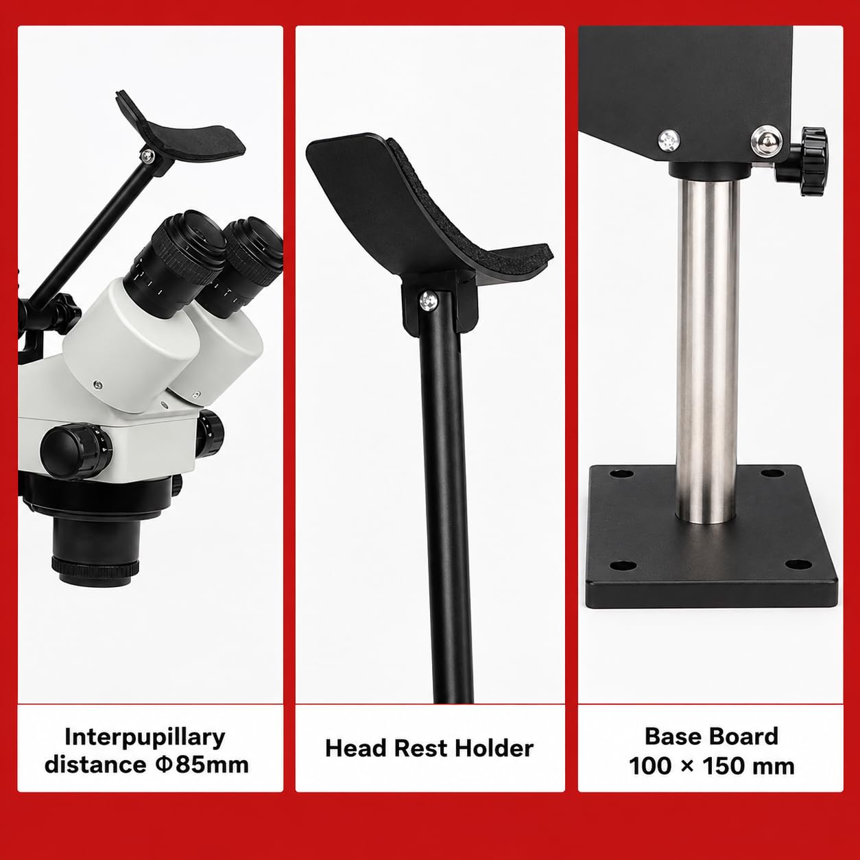 Microscopio estéreo 7X-45X con soporte de resorte para ajuste de joyas, 77 mm | Oculares WF10X, objetivo 0.5X, brazo ajustable de 360° y distancia interpupilar de 77 mm