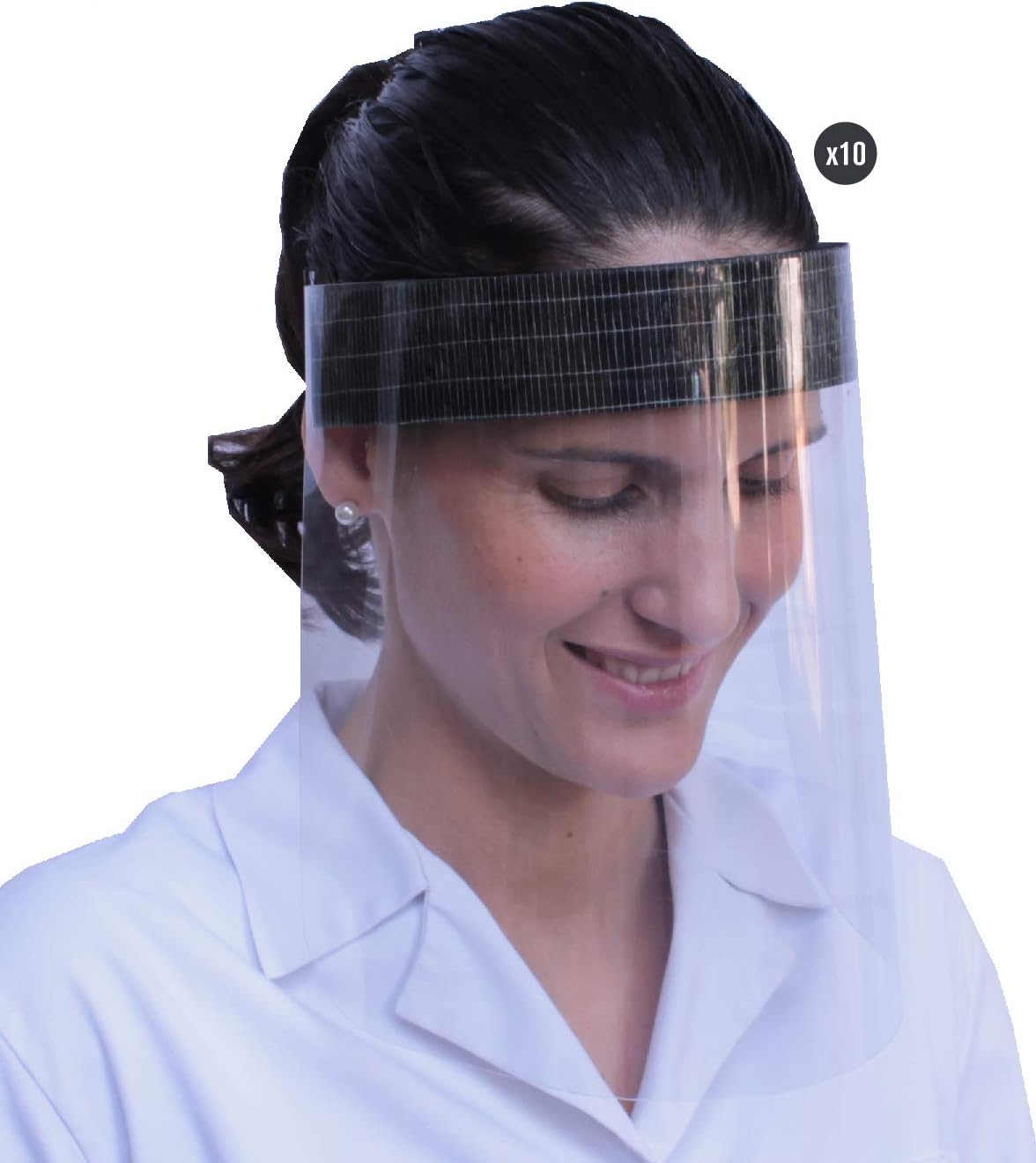 KMINA - Face Shield (x10 units), Wear With Glasses, Visor Workshop, Kids and Adults, Anti Dust, Anti Spitting (Made in Europe)