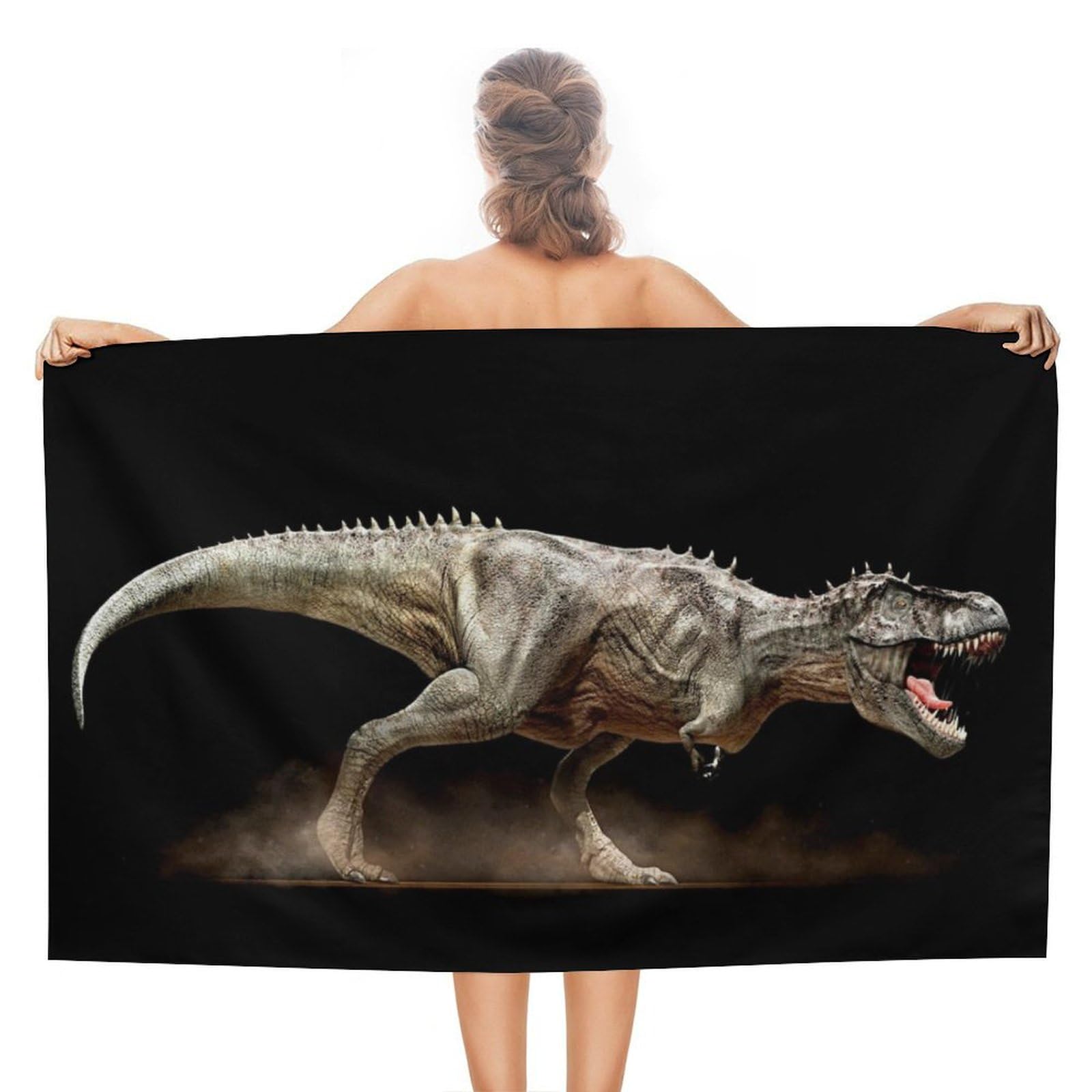 LEDFCVSU Beach Towel, Dinosaur Rex Tyrannosaurus Bath Towel, Absorbent Towel for Swimming, Sports, Travel
