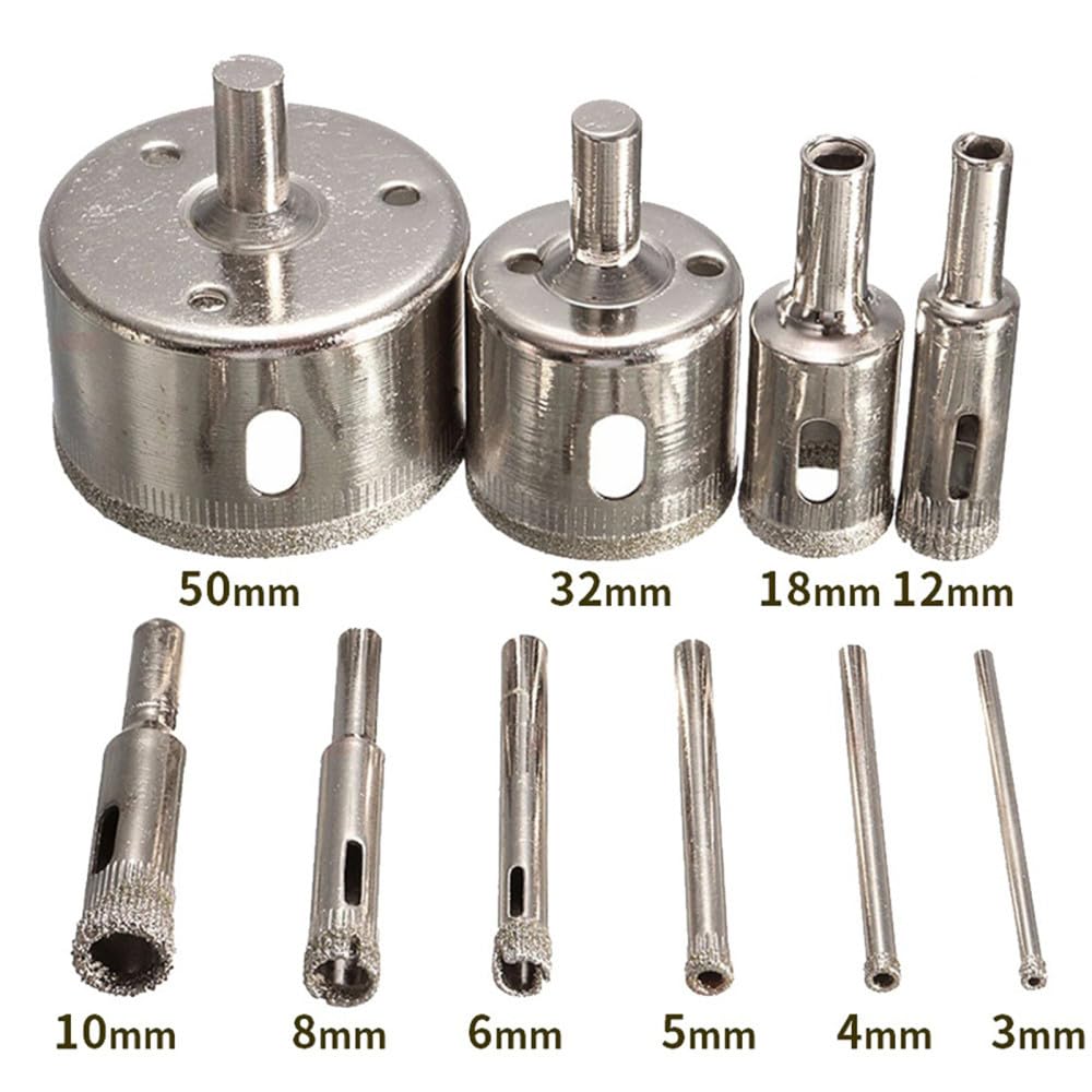 Juego de brocas de cerámica con revestimiento de diamante, 10 Uds., 3mm-50mm, 10 Uds.