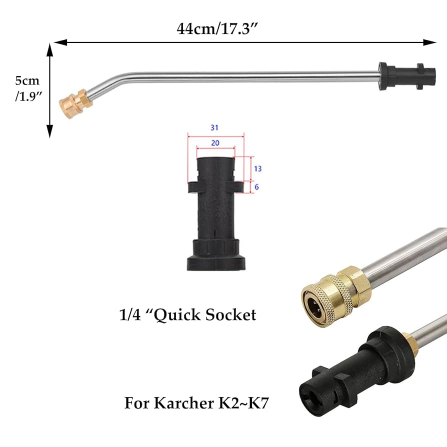 Pressure Washer Car Washer Adjustable Jet Lance Wand Spear Nozzle Tip For Karche