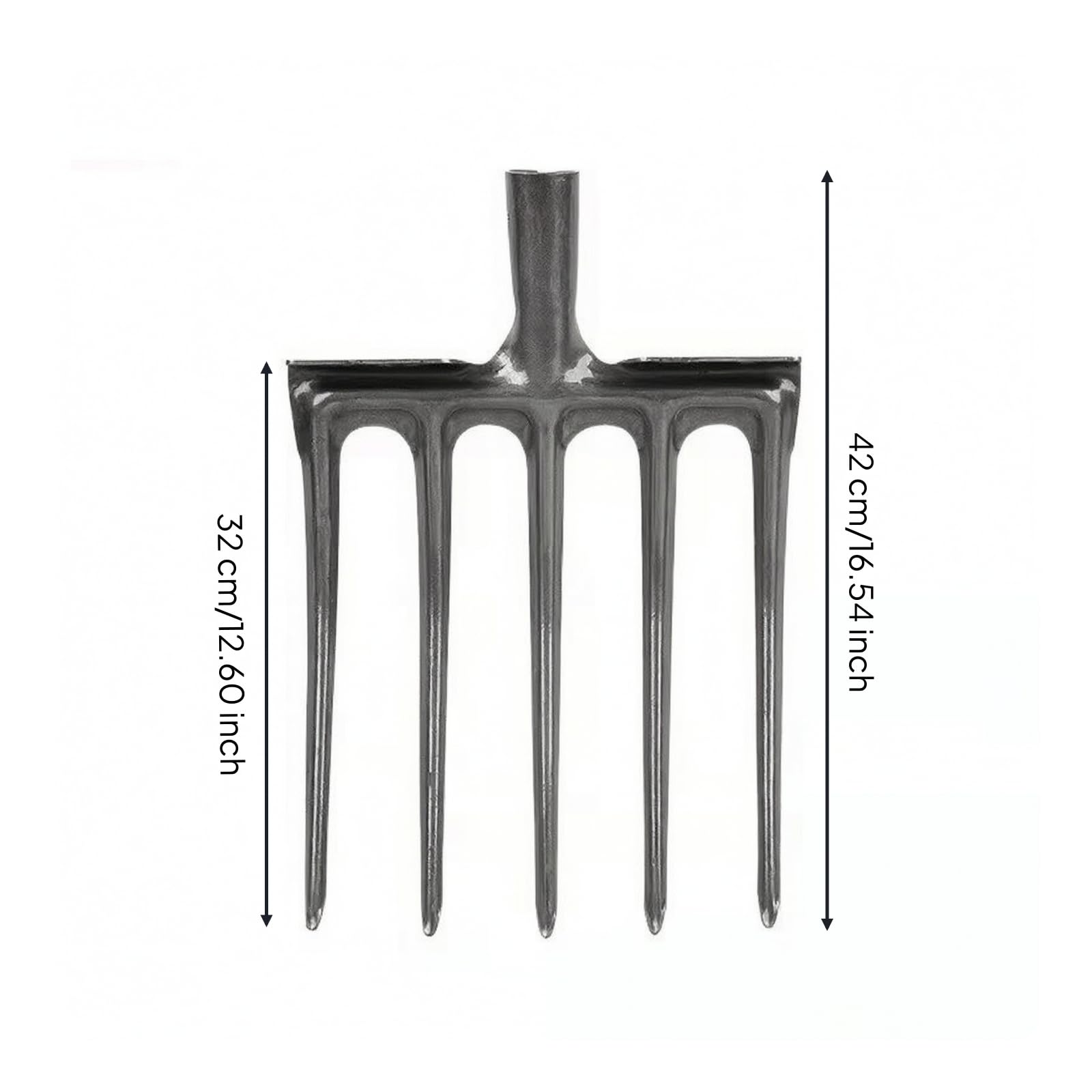 Forcone con Testa in Acciaio Al Manganese Forgiato Forcone Agric Manuale Ergonomico Giardino per Orto, Forcella Acciaio 5 Denti