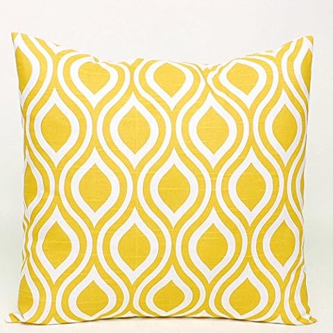 TAOSON Nicole Tangelo Geometric Pattern Cotton Canvas Decorative Throw Cushin Cover Pillow Cover Pillowcase with Hidden Zipper Closure Only Cover No Insert 18x18 Inch 45x45cm-Yellow Cover