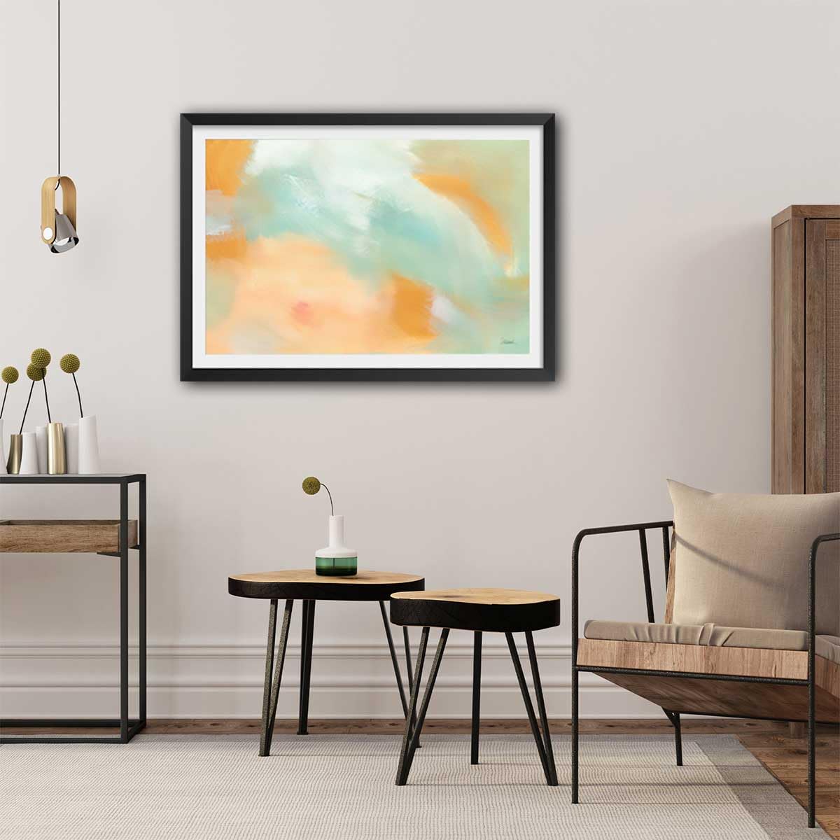 Poster Orange Blush - Made in France - Affiche sous Cadre Noir 45x30